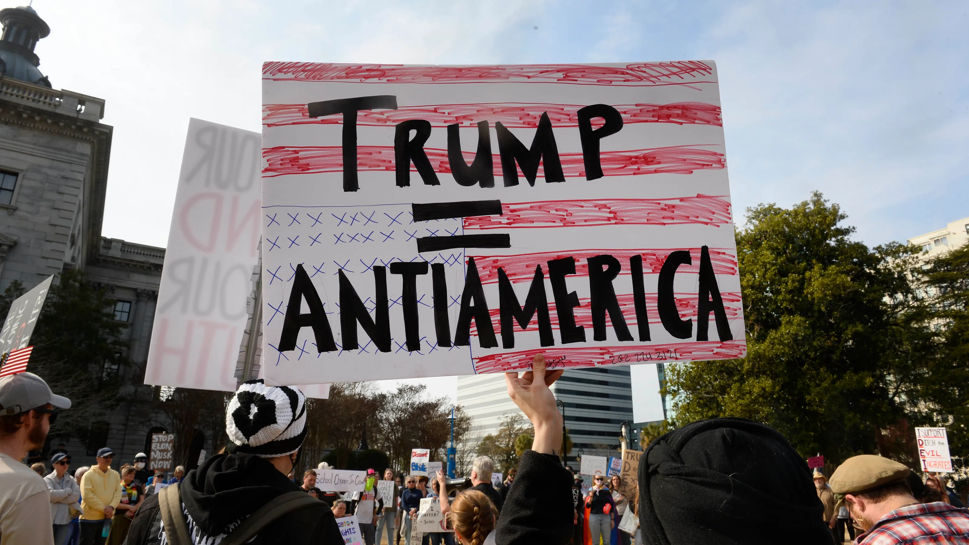 Trump = Anti-America Protest Sign